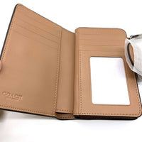 COACH コーチ CW786 ミディアム コーナー ジップ ウォレット・シグネチャー キャンバス 二つ折り財布 オフホワイト ベージュ 福生店