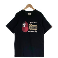 A BATHING APE アベイシングエイプ Woolrich ウールリッチ プリントTシャツ ブラック 001TEH731909C Size L 福生店
