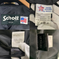 Schott ショット Leather Varsity Jacket 羊革 レザー ヴァーシティー ジャケット ブラック 7571 USA製 Size 38 福生店
