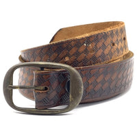 BRACKNEY LEATHER WORKS USA製 オーバルバックル レザーベルト ブラウン Size 34 福生店