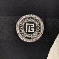 BALMAIN PARIS バルマン サークルワッペン ライン切替カットソー Tシャツ ブラック ホワイト Size XS 福生店