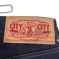 A BATHING APE アベイシングエイプ シャークペイント テーパードデニムパンツ ジーンズ インディゴ Size L 福生店