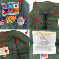 70's CWU-45/P FILAMENT NYLON ミリタリー フライトジャケット カスタムワッペン TOM CAT グリーン 78年会計 民間品 Size L 福生店