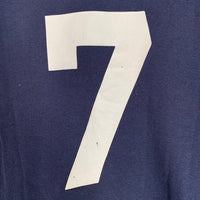 90's majestic マジェスティック Newyork Yankees ニューヨークヤンキース チームロゴ プリント #7 半袖 Tシャツ ネイビー USA製 Size L相当 福生店