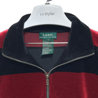 RALPH LAUREN ラルフローレン 90s ベロアボーダーハーフジップ レッド×ブラック sizeL 瑞穂店
