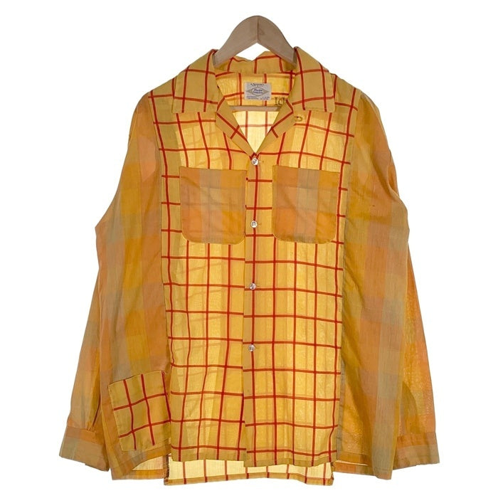 60-70's Arrow アロー Ichiryu Made リメイク オープンカラーチェックシャツ イエロー USA製 襟芯 Size L 60-70's Arrow アロー Ichiryu Made リメイク オープンカラーチェック