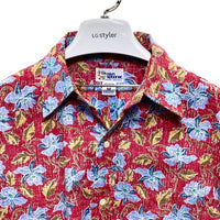 reyn spooner レインスプーナー 90s ビキニタグ フラワー総柄 半袖シャツ レッド sizeM 瑞穂店