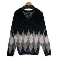 MASSES マシス アーガイル ウールニットカーディガン アクリル ナイロン ブラック グレー Size M 福生店