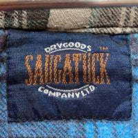 SAUGATUCK ソーガタック プリントネル フード付きシャツ ブルー size- 瑞穂店