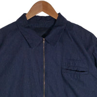 FRESHJIVE フレッシュジャイブ TRABAJERO SHIRT ジップアップ コットンシャツ 半袖 ネイビー ワンポイント刺繡 サザビーリーグ Size L 福生店