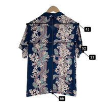 CALEE キャリー オープンカラーレーヨンシャツ アロハ ネイビー ハイビスカス Size L 福生店