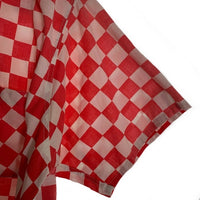 50's CHECKER FLAG チェッカーフラッグ 半袖 オープンカラーシャツ コットン レッド ホワイト Size L 福生店