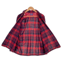 70's PENDLETON ペンドルトン ボードシャツ ウール オープンカラー オンブレチェックシャツ レッド ブラック USA製 Size L 福生店