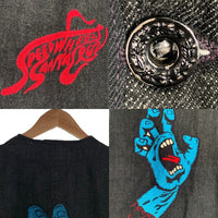 One Piece Of Rock ワンピースオブロック ブラックデニム ベスト 月桂樹ボタン サンタクルーズ刺繡 激レア Size XL 福生店