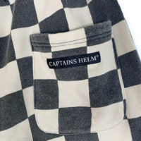 CAPTAINS HELM キャプテンズヘルム 24SS CHECKER SHORT チェッカーフラッグ スウェットショートパンツ ウォッシュ加工 ブラック ホワイト Size L 福生店
