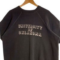 60's UNIVERSITY OF OKLAHOMA 半袖 クルーネックスウェット チャコール ブラック Size L相当 福生店