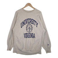 90's Champion チャンピオン UNIVERSITY VIRGINIA プリント リバースウィーブ スウェットクルーネックトレーナー グレー Size L-XL 相当 福生店