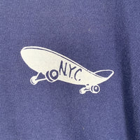 90's SKATE N.Y.C. スケートニューヨーク DIVISION プリントTシャツ ネイビー フルーツオブザルーム Size L 福生店