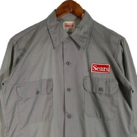 70's Sears シアーズ ワークシャツ ワッペン グレー 薄手 Size S 福生店