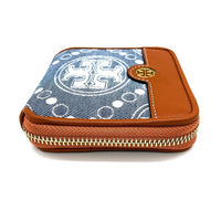 Tory Burch トリーバーチ 二つ折り財布 ラウンドジップ デニム調 ブルー系 瑞穂店