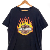 00's Harley-Davidson ハーレーダビッドソン バー&シールド フレイム プリント Tシャツ ブラック DELTA Size L 福生店