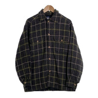 90's STUSSY ステューシー ウールチェックシャツ 長袖 グレー グリーン 紺タグ 厚手 Size M 福生店
