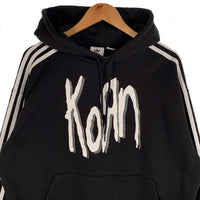 adidas アディダス Korn コーン HOODIE スリーストライプ プルオーバースウェットパーカー ブラック IN9102 Size JP XS 福生店