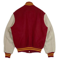 80-90's GOLDEN BEAR ゴールデンベアー 袖レザー ウール スタジアムジャケット スタジャン ボルドー クリーム USA製 Size M 福生店