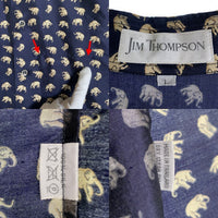 JIM THOMPSON ジムトンプソン シルク 半袖 シャツ 象柄 ネイビー Size L 福生店