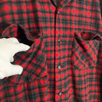 50's PENDLETON ペンドルトン Board Shirts ボードシャツ オンブレチェック ウール レッド ブラック シャドー Size XL 福生店