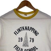 WAREHOUSE ウエアハウス FLINTKNAPPING FIELD SCHOOL リンガーTシャツ ホワイト マスタード Size M 福生店