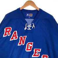 Starter スターター Newyork Rangers ニューヨーク レンジャース NHL 七分丈 ラグランスリーブ ホッケーシャツ ブルー レッド ホワイト Size L 福生店