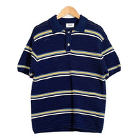 Chez Rien オーガニックコットン ニットポロシャツ ボーダー ネイビー Size M 福生店