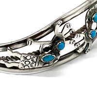 ナバホ族 S,WILSON ココペリ ターコイズ シルバーバングル STERLING 福生店