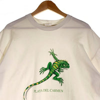 PLAYA DEL CARMEN プラヤデルカルメン イグアナ プリントTシャツ ホワイト Size XL 福生店