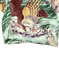SUN SURF サンサーフ SS38415 MUSA-SHIYA アロハシャツ SPECIAL EDITION THE EAGLE HAS LANDED 和柄 鷹 海 波 グリーン sizeM 瑞穂店