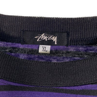 80's STUSSY ステューシー ボーダー ポケット ロングスリーブTシャツ ブラック パープル USA製 黒タグ Size XL 福生店