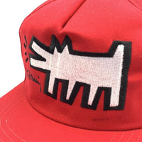 90's Keith Haring キースヘリング 5パネルキャップ レッド 刺繡 USA製 スナップバック 福生店