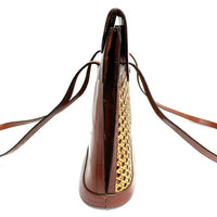 BALLY バリー レザー かごバッグ ストロー バイカラー トートバッグ ブラウン 瑞穂店