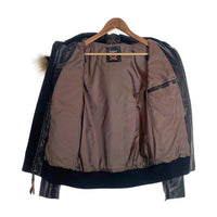 Schott ショット ファーフード レザーライダースジャケット リブ ブラック 牛革 3161012 Size M 福生店