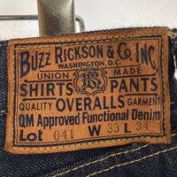 Buzz rickson’s バズリクソンズ BR43041 大戦モデル デニムパンツ インディゴ sizeW33 瑞穂店