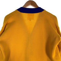 70's Champion チャンピオン アクリルニット レタードカーディガン 袖ライン イエロー ブルー USA製 Size 40 福生店
