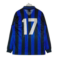 adidas アディダス デサント ストライプ 長袖ゲームシャツ ブルー×ブラック sizeM-L 瑞穂店