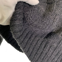 noyoco ノヨコ メリノウール ブロックチェック ニットセーター チャコールグレー Size S 福生店