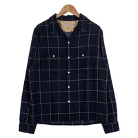 NITEKLUB ナイトクラブ ウール オープンカラーチェックシャツ ネイビー NK07-S001 Size 44 福生店