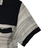 Dry Bones ドライボーンズ ボーダー 切替 コットン ポロシャツ ブラック ホワイト グレー Size M 福生店