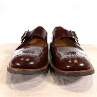 Sanders サンダース Mary Jane Sandal メダリオン モンクストラップ レザーシューズ 革靴 ブラウン 1808T イングランド製 Size UK7 (26cm) 福生店