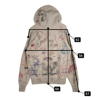 SAINT Mxxxxxx セントマイケル 24SS BORN×RAISED ボーンアンドレイズド HOODIE LA USED/ダメージ加工 プルオーバースウェットパーカー グレー SM-YS8-0000-C11 Size L 福生店