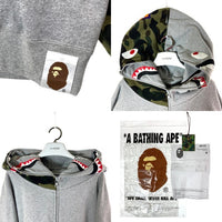 A BATHING APE アベイシングエイプ 001ZPG701018X Giant Shark Full Zip シャーク ジップアップパーカー グレー size2XL 瑞穂店