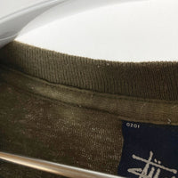 STUSSY ステューシー USA製 紺タグ グラデーション ショーンフォント Tシャツ カーキ sizeL 瑞穂店